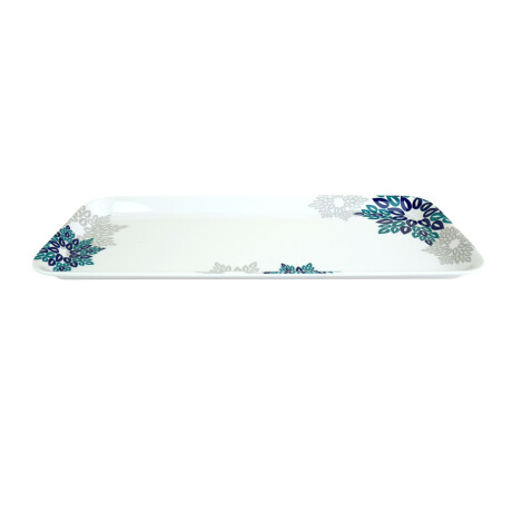 BANDEJA RECTANGULAR MELAMINA LINEA FLORAL AZUL-VERDE 38X16X1.9CM 220GR BANDEJA RECTANGULAR MELAMINA LINEA FLORAL AZUL-VERDE 38X16X1.9CM 220GR