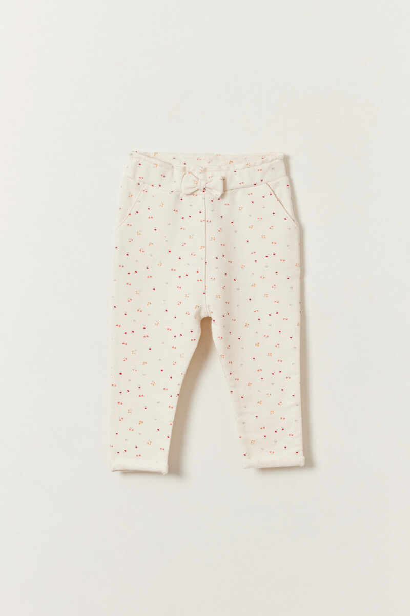 Pantalón deportivo estampado Flores Crudo