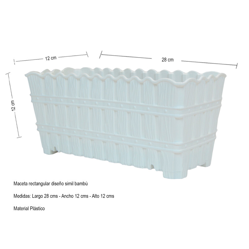 Maceta de balcón 30 cm simil bambú BLANCO
