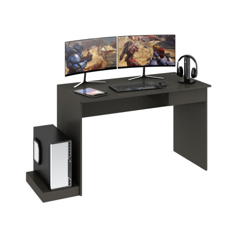 Escritorio gamer con cajón y base para Torre o CPU adaptable Grafito