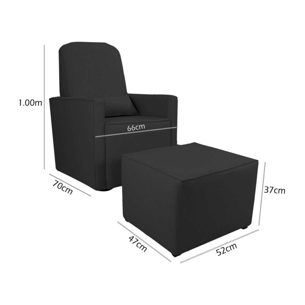 Sillón mecedor con apoyapiés Anny Negro