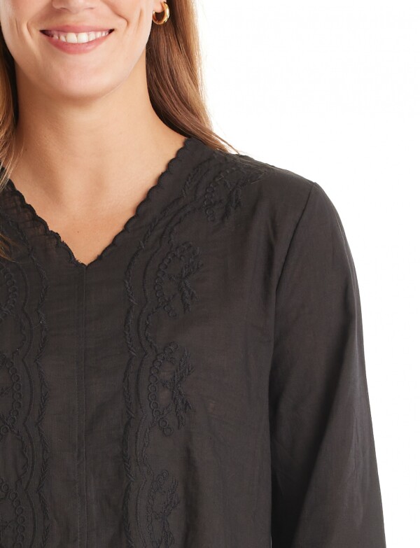 Blusa Algodon Bordado NEGRO