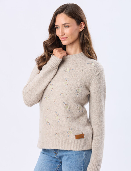 BUZO TEJIDO BORDADO Tostado