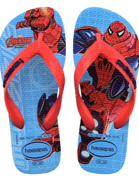 Chancletas ojotas Havaianas Kids Top Marvel II originales Spiderman Blue Water - Talle 31/32