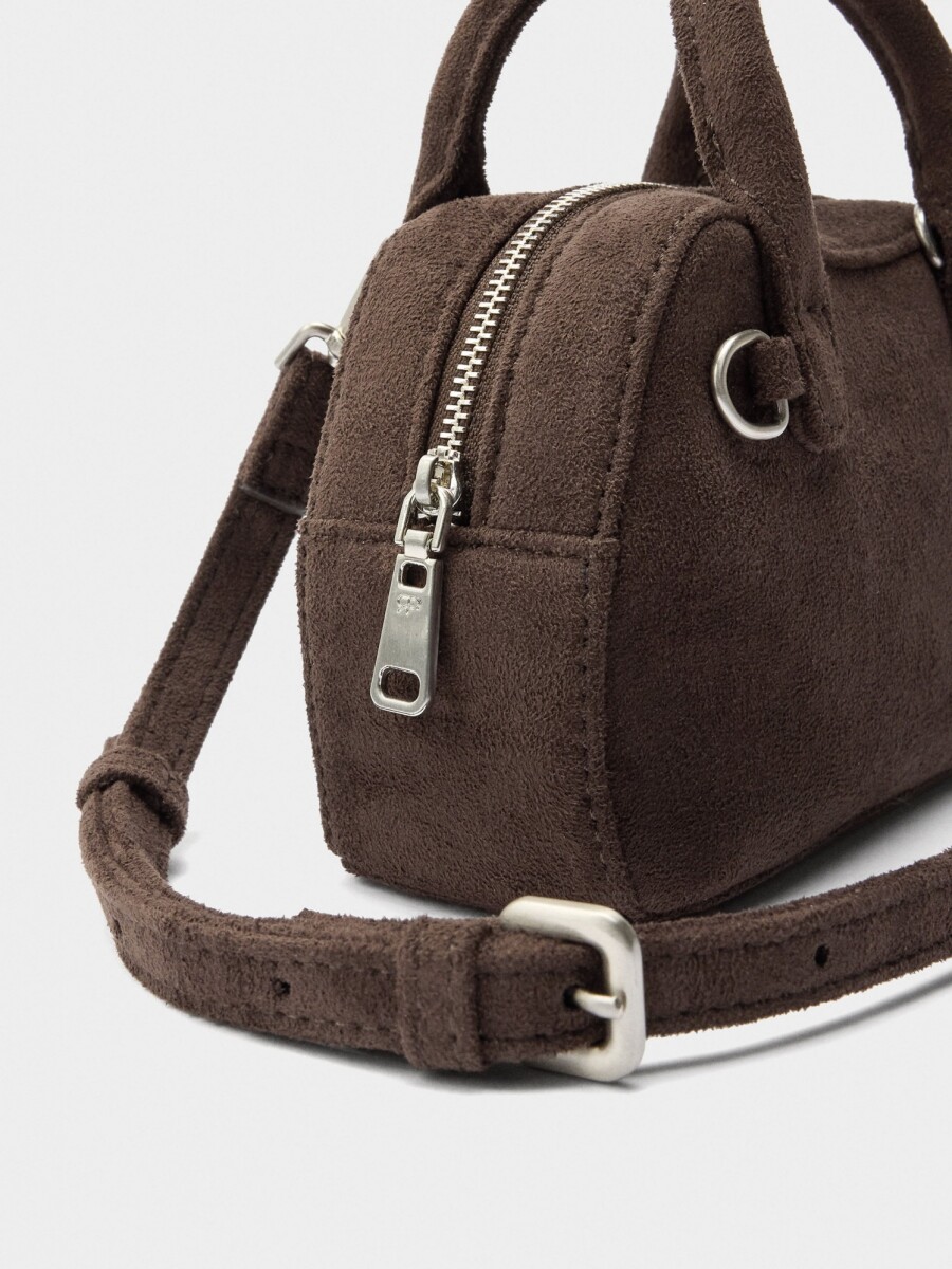 Mini Bolso De Mano Con Efecto Piel marron