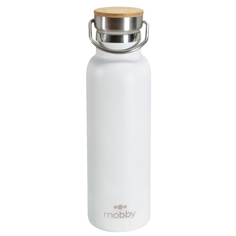 Botella térmica Mobby en acero inox. y bamboo 450ml Blanco