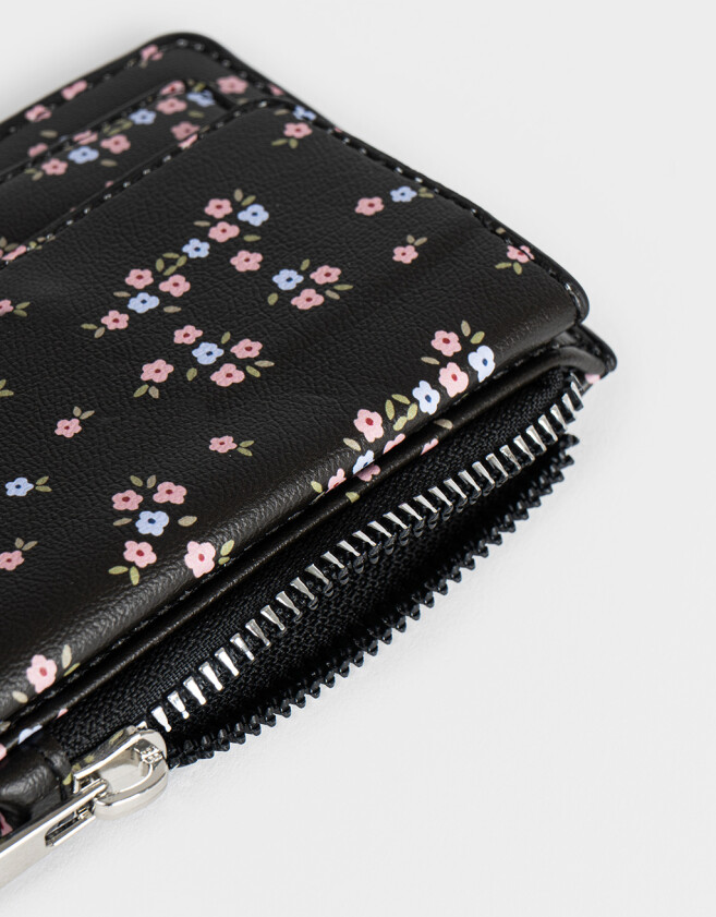 Monederos Monedero Cuerina Solapa - Estampado Flores