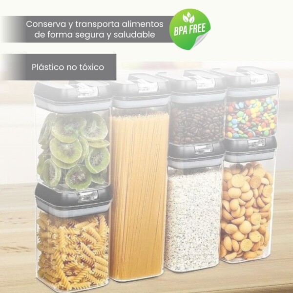 Juego de 5 Recipientes Herméticos Apilables Tarros Frascos Contenedores Apto Alimentos Imback Color Negro Juego de 5 Recipientes Herméticos Apilables Tarros Frascos Contenedores Apto Alimentos Imback Color Negro