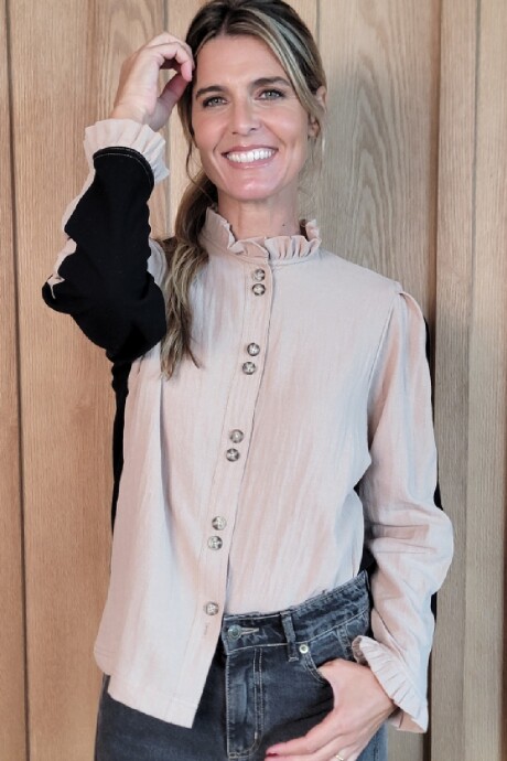 Camisa Mili Combinada Beige y negro
