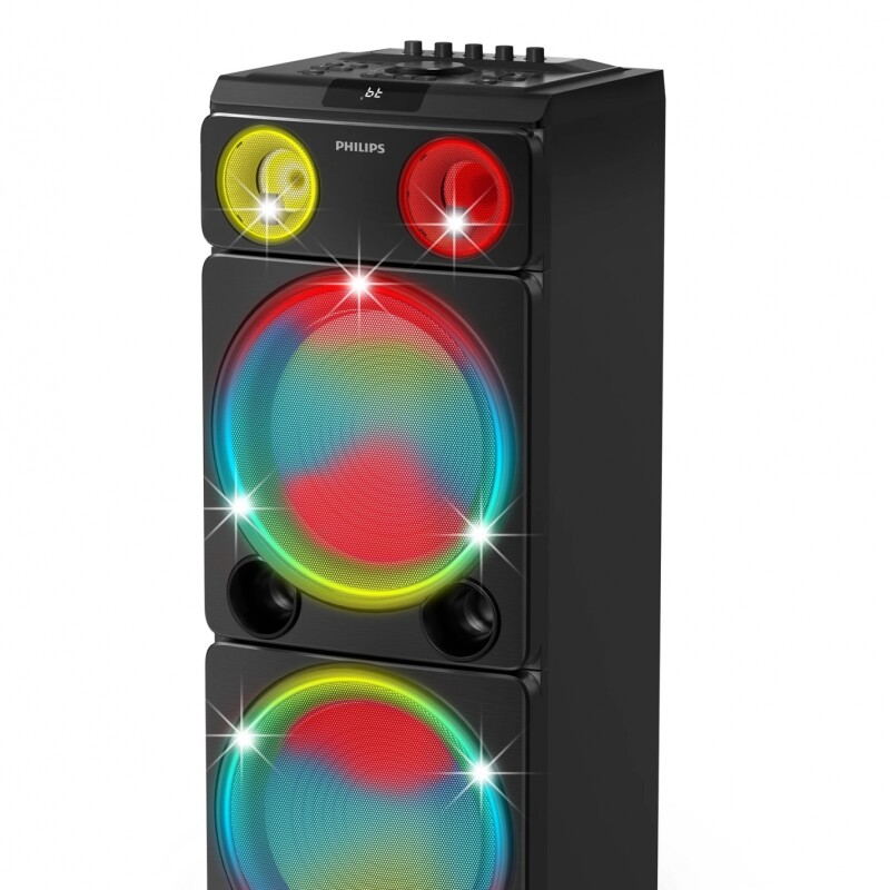 Torre de Sonido Bluetooth Philips con Luces, Radio y Carry On Torre de Sonido Bluetooth Philips con Luces, Radio y Carry On