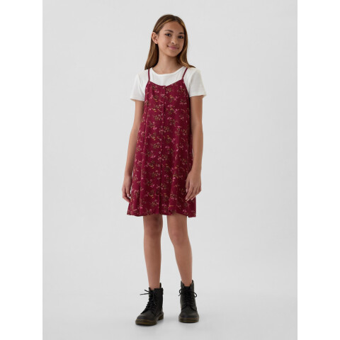 BTTN FRNT SLIP DRS BURGUNDY FLORAL