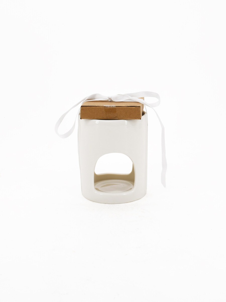 VELA EN FRASCO CERAMICA - BLANCO 