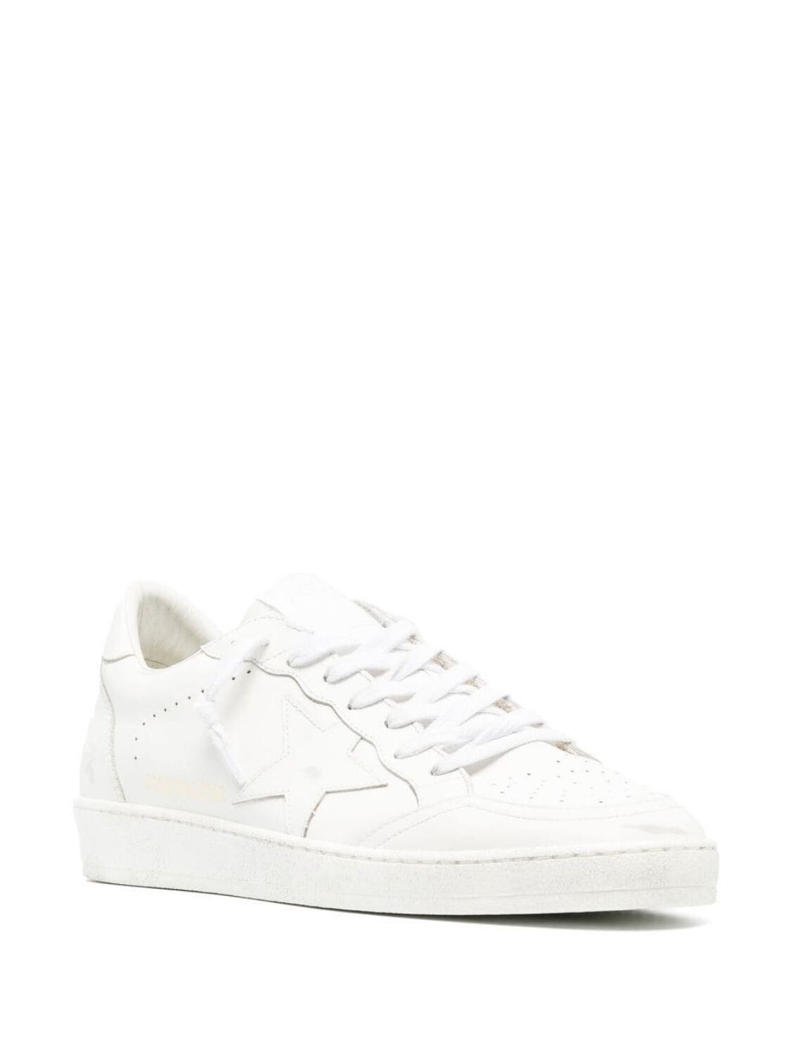 Golden Goose-Championes de cuero acordonados, Ball star Blanco