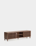 Mueble TV Beyla 2 puertas de chapa y madera maciza de fresno con acabado tono nogal 180 x 49,5 cm Mueble TV Beyla 2 puertas de chapa y madera maciza de fresno con acabado tono nogal 180 x 49,5 cm