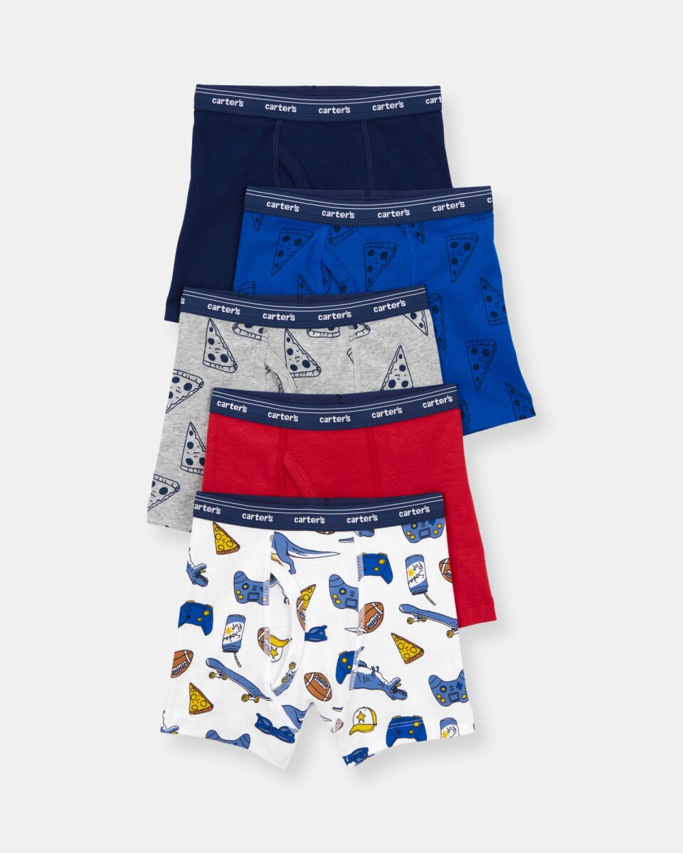 Pack cinco calzoncillos boxer de algodón, estampados 