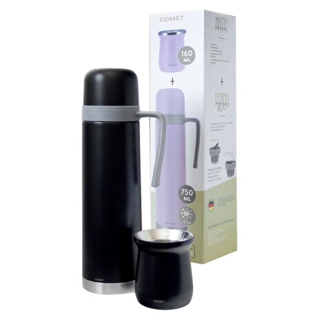 Set Comet Termo Acero Inoxidable 750ML + Mate 160ML W7535 NEGRO