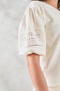 Remera Algodón Combinada Crudo