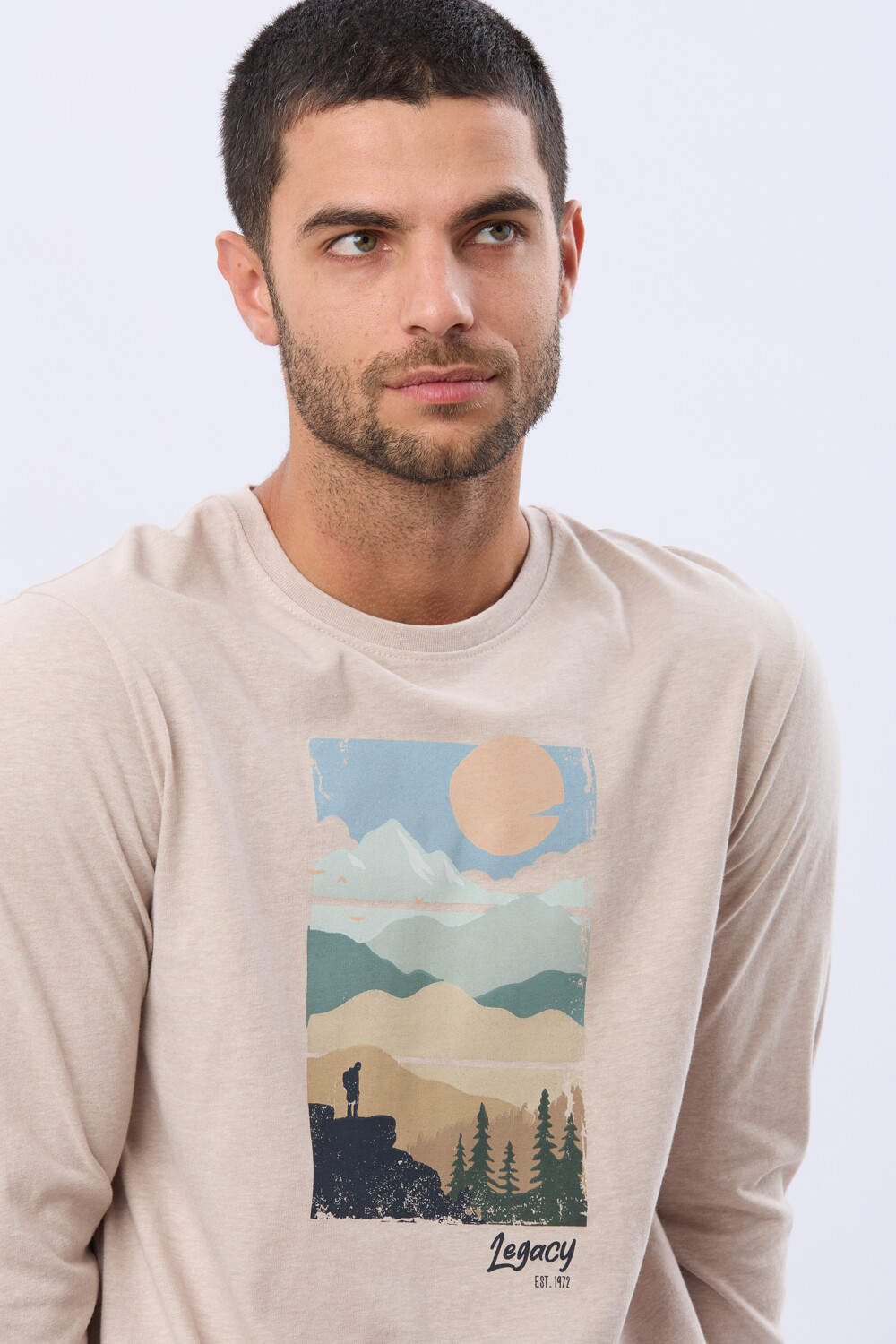 REMERA ESTAMPADA DE ALGODÓN Beige