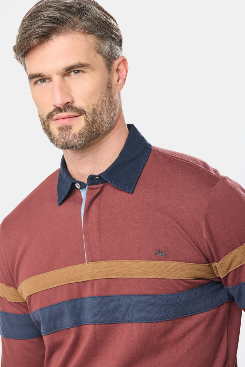 REMERA POLO RAYADA - Bordo 