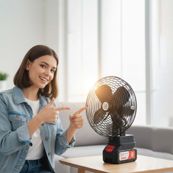 Ventilador Goldtech Portátil Recargable Inalámbrico X2 Bat Color Negro