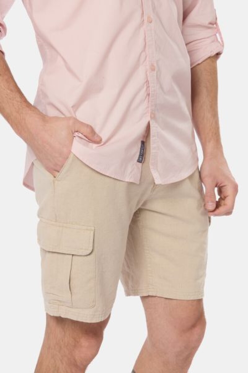 BERMUDA CARGO DE LINO - Beige 