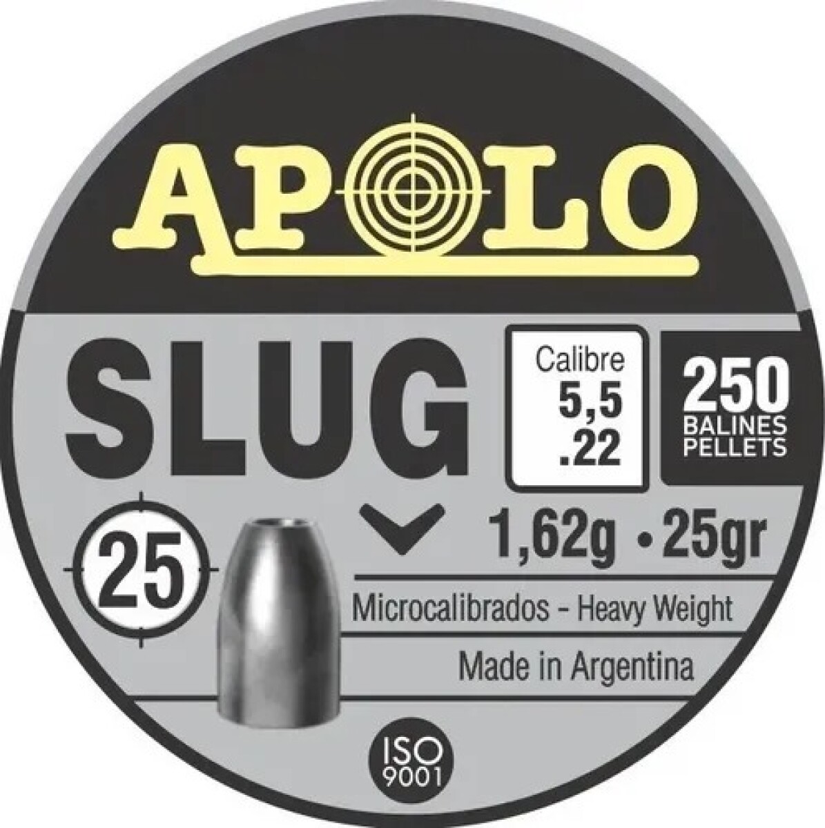 Chumbos Apolo Slug 5,5 Mm 250 Unidades 25 Grains 