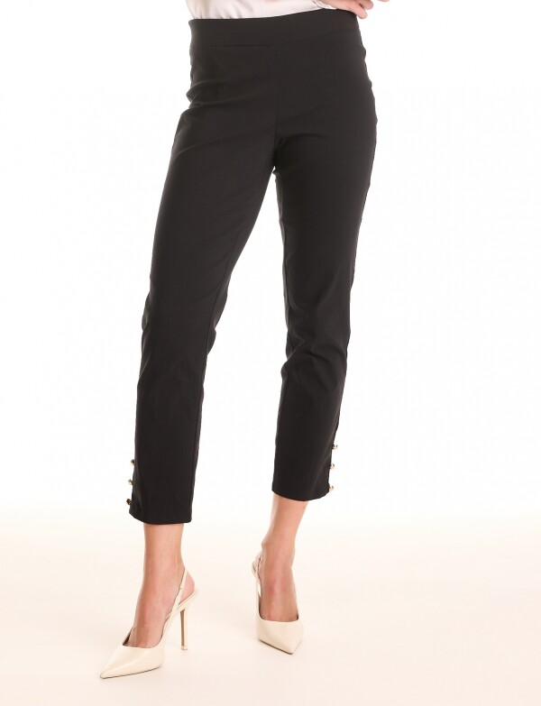 Pantalon Calce Slim & Detalle De Botones Dorados NEGRO