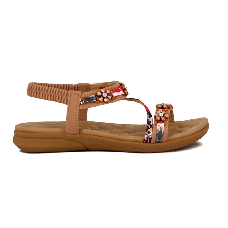 Darkness Sandalia Casual S/corrida Baja C/apliques Brillantes- Nude Rosa Claro