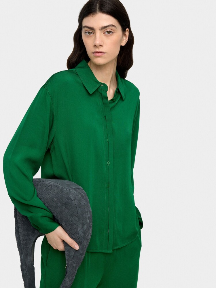 Camisa Fluida De Manga Larga verde