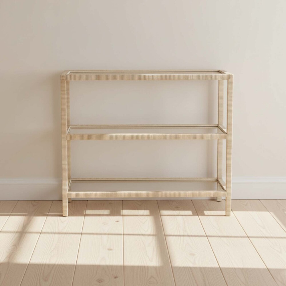 CONSOLA RATTAN-MADERA-Y-VIDRIO NATURAL-BEIGE VITTORIA NATURAL
