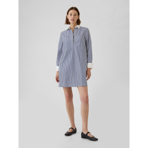 LS STRIPE POPOVER MINI SHIRTDRESS BLUE STRIPE
