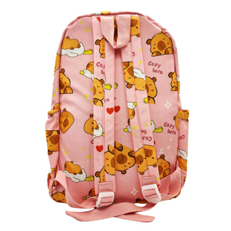 Mochila Infantil Niño Capibara Carpincho Escolar 40cm Rosada