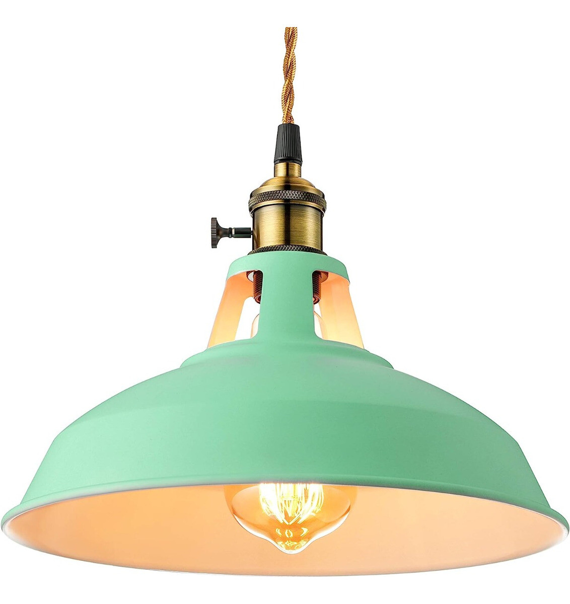Lampara Colgante De Techo Metal Nordica Blanco Negro Luz - Verde 
