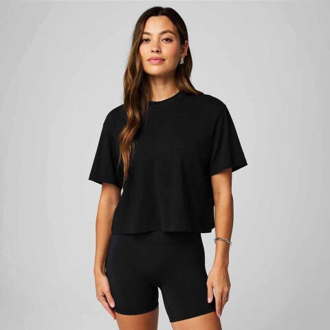 Polo Manga Corta Boxy Mujer Black