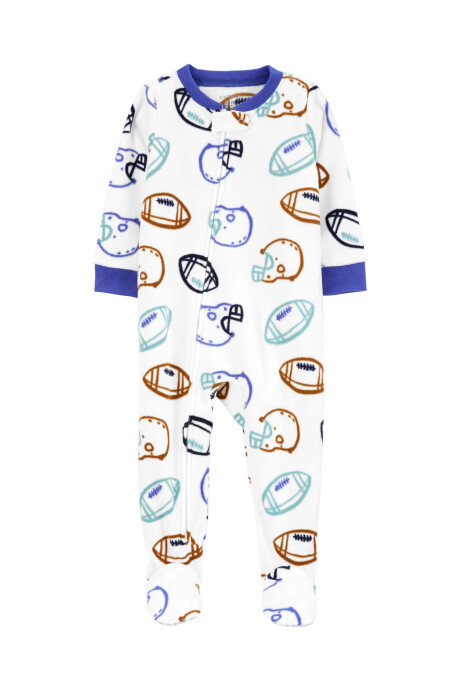 Pijama una pieza de micropolar, con pie, diseño football. Talles 12-24M Pijama una pieza de micropolar, con pie, diseño football. Talles 12-24M