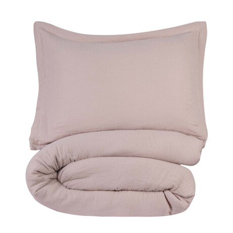 SET DE ACOLCHADO 1 PLAZA ALGODON-Y-POLIESTER NATURAL-BEIGE COTTON GAUZE ARENA