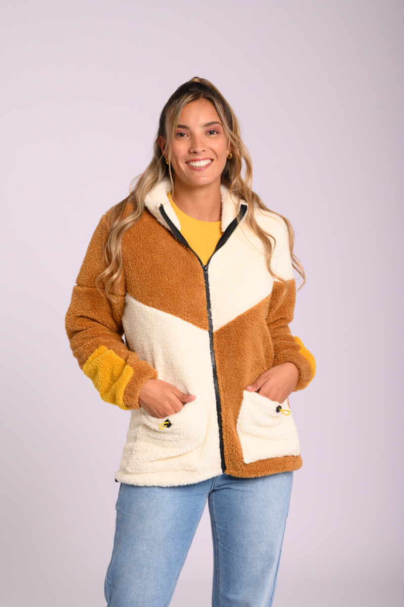 Campera de sherpa combinada - Marrón 