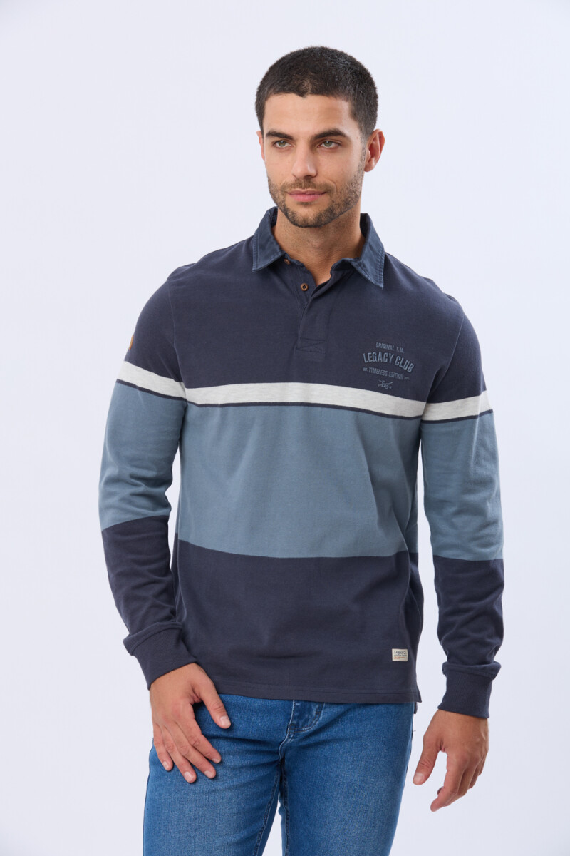 REMERA POLO RAYADA DE ALGODON - Piedra 