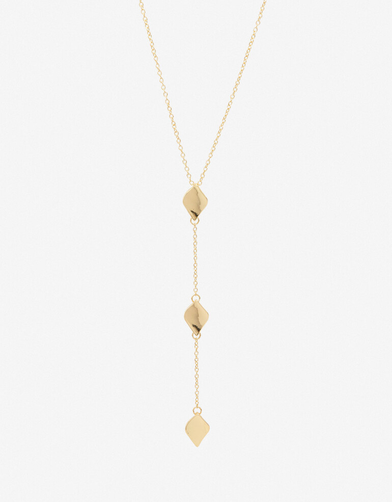 Collares Largos Metal Collar Largo Y Con Chapones - Dorado