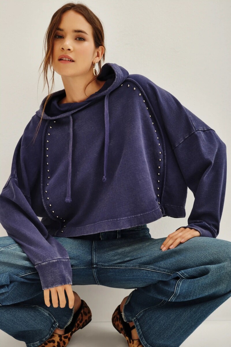 Buzo Over Crop Azul
