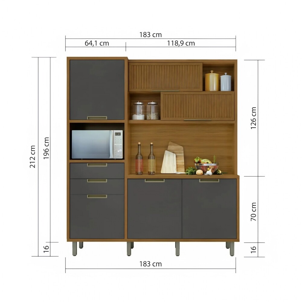 Mueble de Cocina Modular IMPERATRIZ Marron/Gris Oscuro