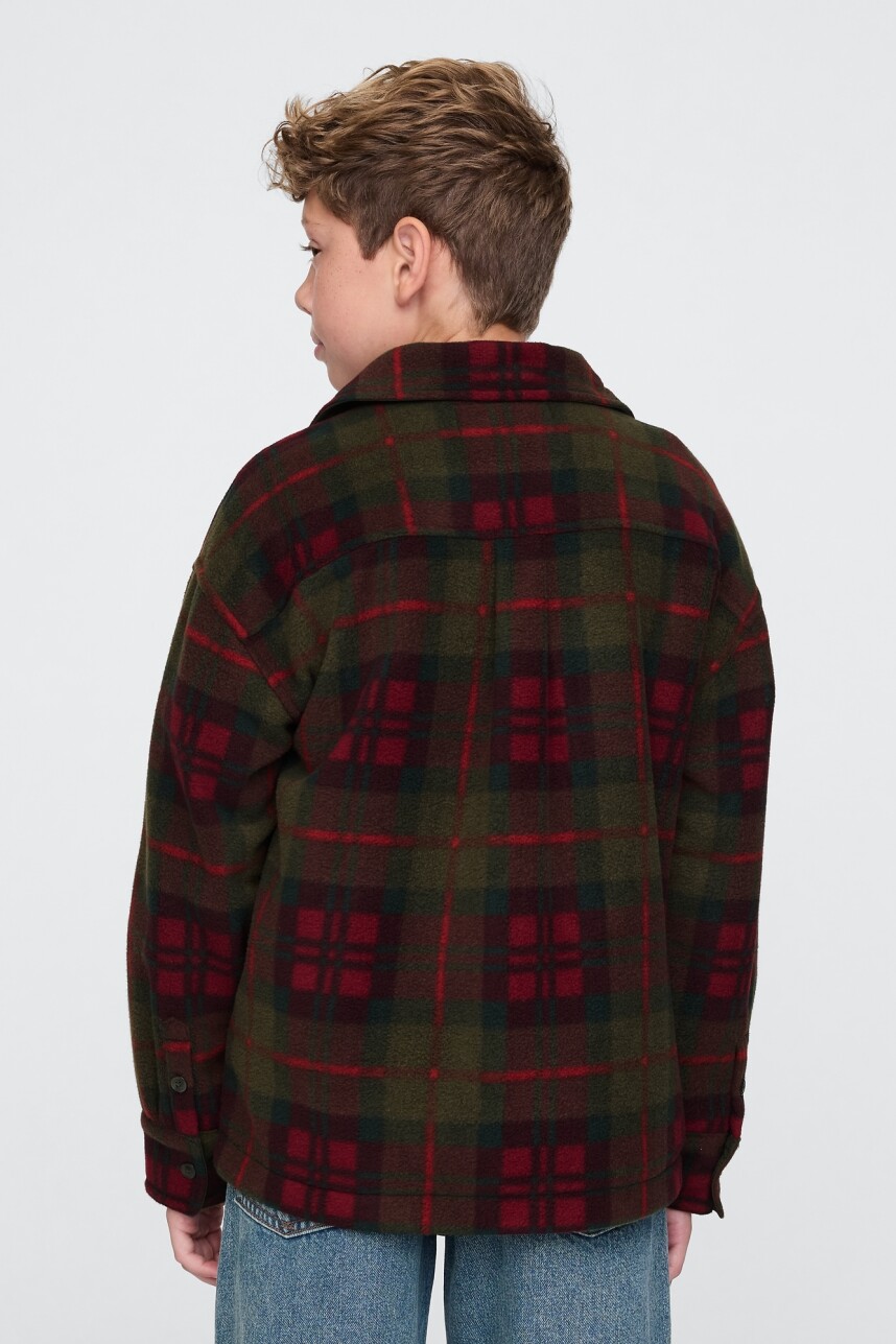 Buzo Medio Cierre Niño Green Red Plaid