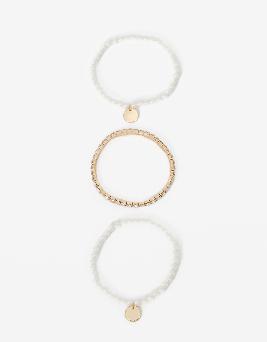 Set De Pulseras Con Perlas 
