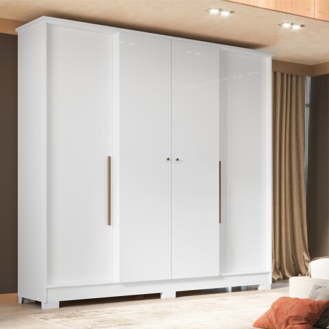 Juego de Dormitorio Ropero Monaco 4 Puertas y Comoda Vega 4 Cajones - Blanco Juego de Dormitorio Ropero Monaco 4 Puertas y Comoda Vega 4 Cajones - Blanco