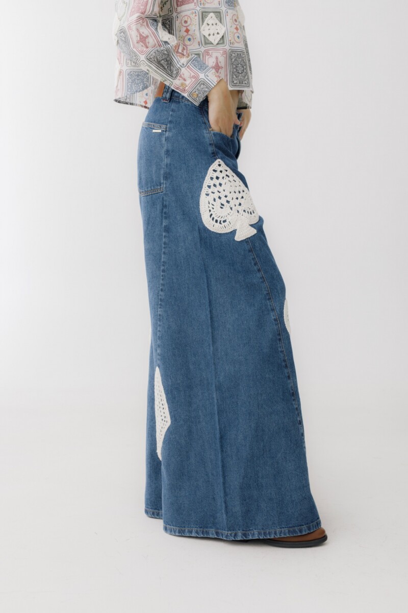 JEAN WIDE XL CROCHET Azul