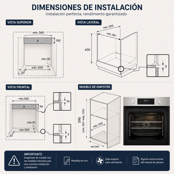 Horno De Empotrar Beko 72l Grill Bbie123001xd HORNO DE EMPOTRAR BEKO 72L BBIE123001XD