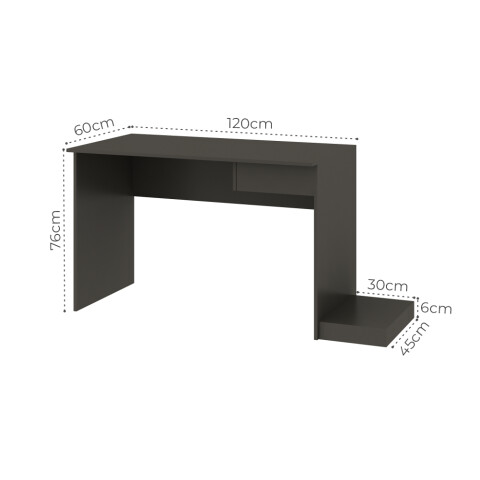 Escritorio gamer con cajón y base para Torre o CPU adaptable Grafito