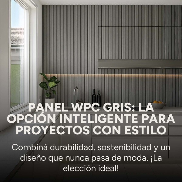 Pack x100 Wpc Simil Madera Wall Panel Lambrin 2.90m x 16.7cm Color Gris Oscuro