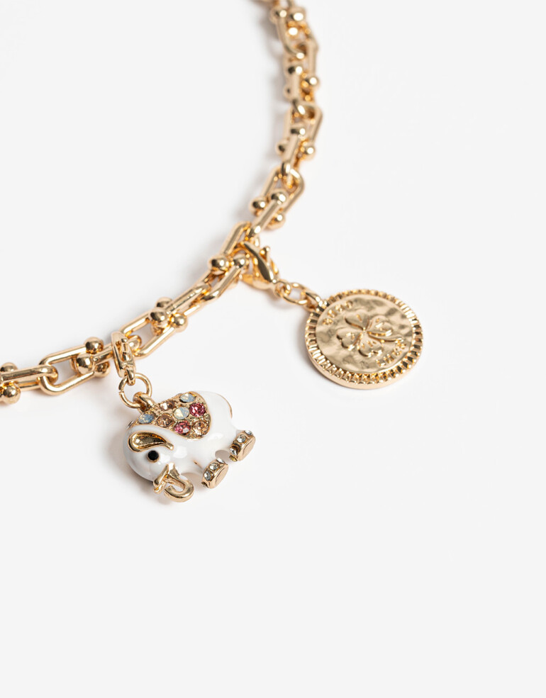 Dijes Lucky charm Set De Charms Elefante Y Trébol - Dorado