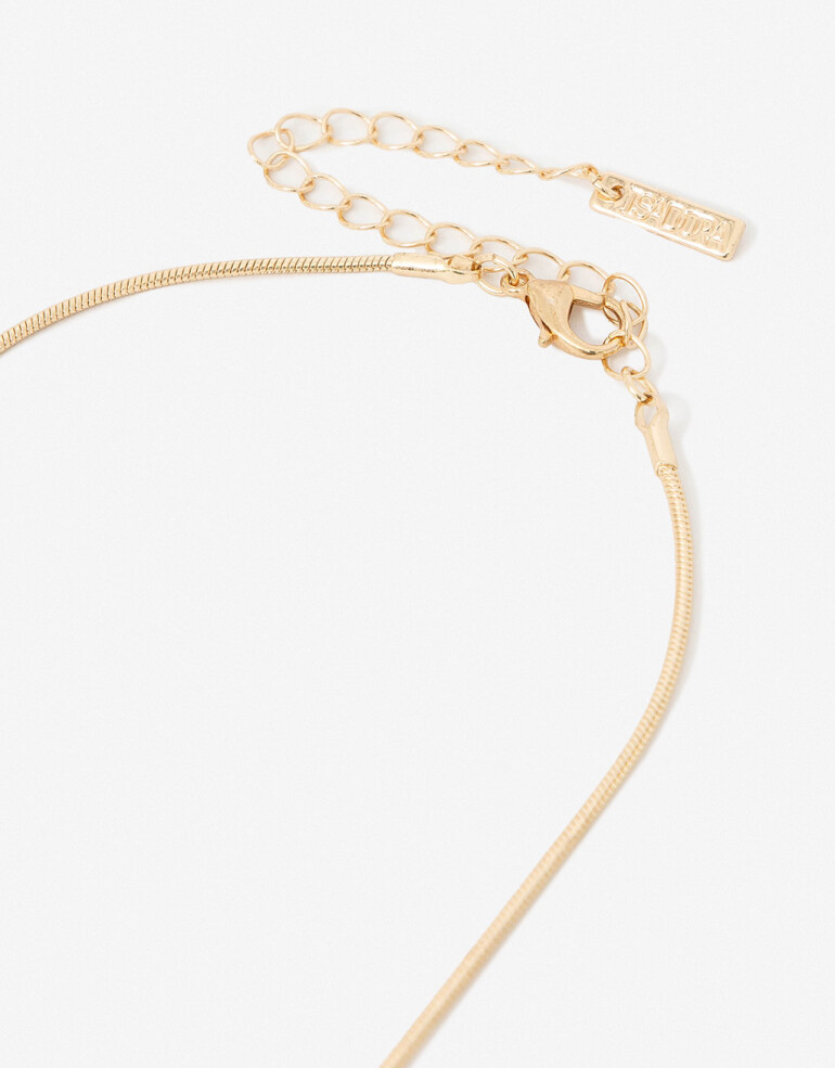 Collares Largos Metal Collar Con Dije Redondo - Dorado